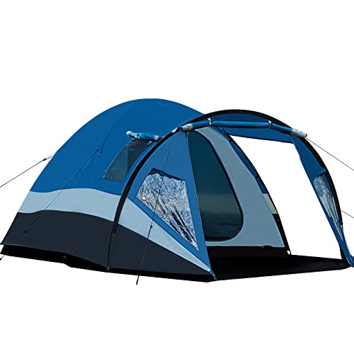 Portal Zelt 3-4 Personen 160-180cm Stehehöhe Camping Kuppelzelt mit vorzelt 3-4 Saison groß 3000mm Wasserdicht mit Seitentür Seitenfenster Bildschirmtür für Trekking Outdoor Festival Familiereise