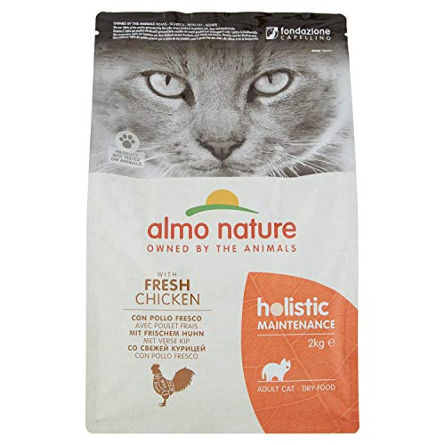 Almo Nature Holistic Adult Cat Maintenance mit Frischem Huhn und Reis Trockenfutter für Katzen aller Rassen 2Kg