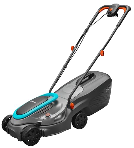 Gardena Elektro-Rasenmäher PowerMax 32/1200 G2: Mäher bis 300 m², 1200 W Leistung, 32 cm Schnittbreite, 30 l Fangvolumen, 35 bis 65 mm Schnitthöhe, ErgoTec Griff, zusammenklappbar (14633-20)