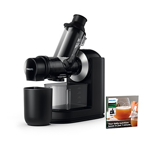 Philips Domestic Appliances HR1889/70 Slow Juicer, Entsafter für kaltes Pressen & maximale Nährstoffextraktion Schwarz, XL
