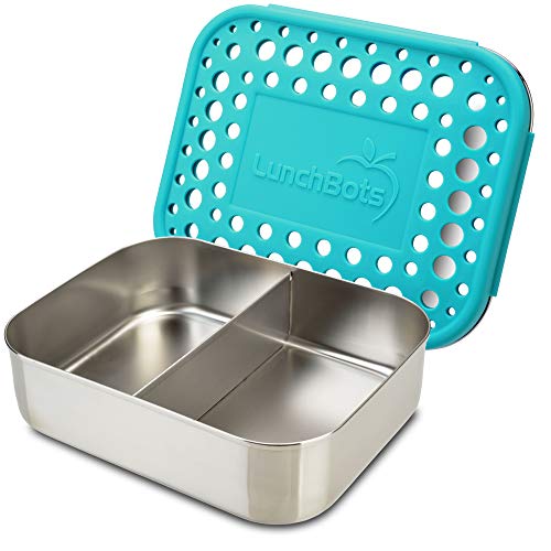 LunchBots - Medium Duo - 2-Fach Bento-Box aus Edelstahl - Türkis