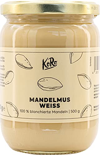 KoRo – Weißes Mandelmus 500 g – Nussmus ohne Zusatz von Zucker und Palmöl – 100% Mandeln – Unvergleichbar cremig – Vegan – Proteinquelle