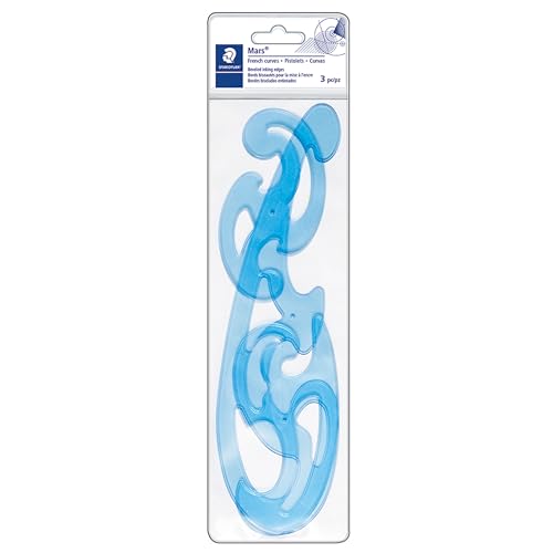 STAEDTLER 571 40 WP Mars Burmester Kurvenlineale 3 teilig im Etui, blau-transparent