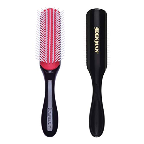 Denman Curly Hair Brush D3 (Schwarz & Rot), 7-reihige Stylingbürste zum Entwirren, Trennen, Formen und Definieren von Locken – für Sie und Ihn