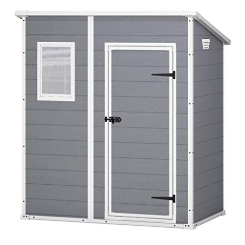 Keter Manor Pent Outdoor Gartenhaus, Kunststoff, Grau, 183 x 122 cm