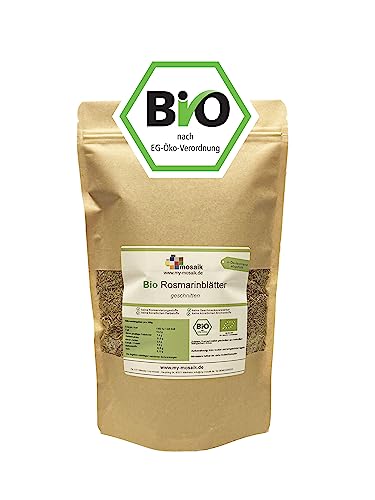 Bio Rosmarin geschnitten & getrocknet - Rosmarinblätter Bio geschnitten - Premium-Qualität keimreduziert - Rosmarin-Tee von my-mosaik (100g)