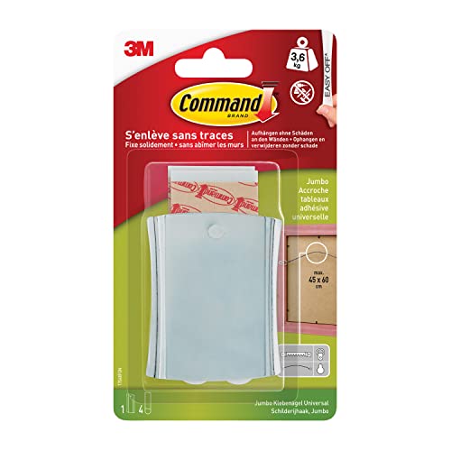 Command 17048 Metall-Bildernagel ( Größe XL, bis zu 3,6 kg Tragkraft) 1 Haken + 4 Strips