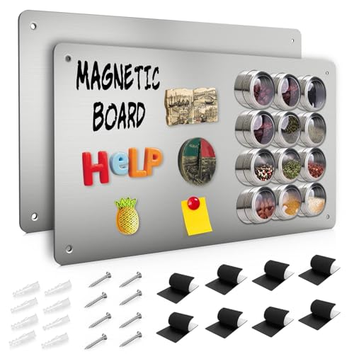 Raweao Magnettafel Magnetwand, Magnetische Metalltafel Wandtafeln, Pinnwand Magnettafel Magnetboard 30x43.5x0,08cm Ultradünn aus Rostfreier Stahl Magnettafel Küche