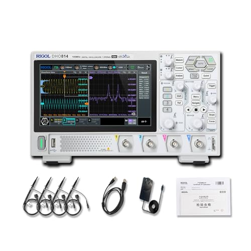 RIGOL DHO814 Tragbares digitales Oszilloskop, 100MHz Bandbreite, 4 analoge Kanäle, 12bit vertikale Auflösung, niedriges Grundrauschen, Unterstützung für mobile Netzteile