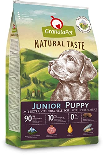 GranataPet Natural Taste Junior, 12 kg, Trockenfutter für Hunde, Hundefutter ohne Getreide & ohne Zuckerzusätze, Alleinfuttermittel für heranwachsende Hunde