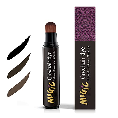 gowwim Temporäre Haarfärbestift-Pinsel, zum Ausbessern der Haarfarbe, sofortiger Concealer, grau-weiße Haarwurzel (Dunkelbraun)