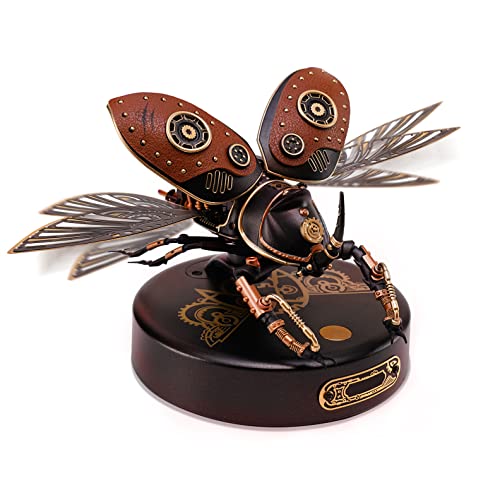 ROBOTIME 3D Metall Puzzle, Kunststoff Bausätze für Erwachsene und Kinder, Rhinoceros Käfer Modell BAU Set-Hobbys Geschenke für Männer Frauen (Rhinoceros Beetle)