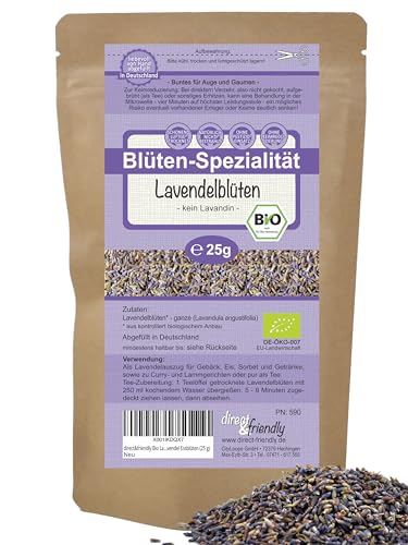 direct&friendly | Bio Lavendelblüten | 25g | echter Lavendel | Lavandula angustifolia | Lavendeltee | kein Lavandin