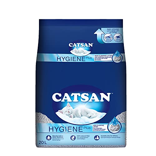 Catsan Hygiene Plus – Weiße Hygienestreu mit Extra-Mineralschutz – 1 x 20 Liter
