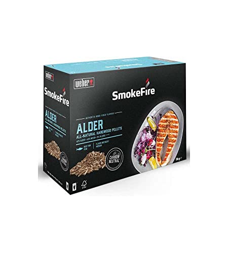Weber Holzpellets - Erlenholz (8kg), perfekt zum Räuchern von Fisch, 100% natürliche Holzpellets, EU-Produkt, nachhaltig gewonnen, FSC zertifiziertes Holz (18290)