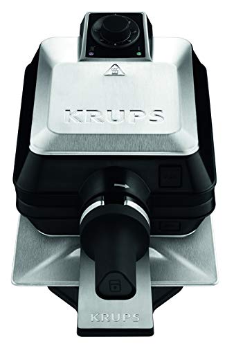 Krups FDD95D Professionelles Waffeleisen | Doppelwaffeleisen | 2 belgische Waffeln gleichzeitig | Dreh-Funktion für perfekte Waffel | 7 Bräunungsstufen | spülmaschinengeeignete Platten | 1200W, Schwarz