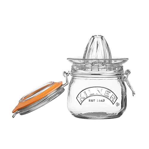 Kilner Create & Make Zitronenpresse - für das Auspressen von Zitrusfrüchten und Orangen direkt ins Vorratsglas mit Bügelverschluss, 0,5 Liter