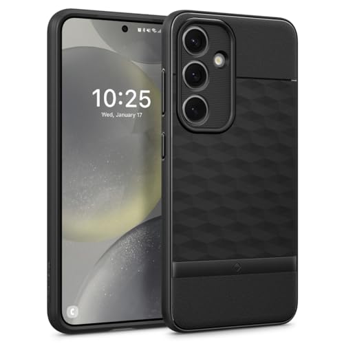 Caseology Parallax für Samsung Galaxy S24, [Fallschutz in Militärqualität] S24 Hülle, ergonomische 3D-Hexa-Würfel-Designhülle für Samsung Galaxy S24 - Matt Schwarz