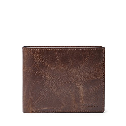 Fossil Geldbörse für Herren Derrick, Leder Bifold Dunkelbraun 11,4 cm L x 2,5 cm B x 9,5 cm H ML3687201