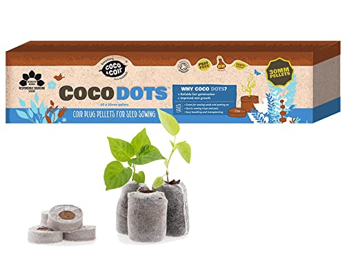 Torffreie Kokos-Pellet-Kompostscheiben für die Aussaat von Plug-Pflanzen & Keimung | Coco & Coir Coco Dots (50 x 40 mm)