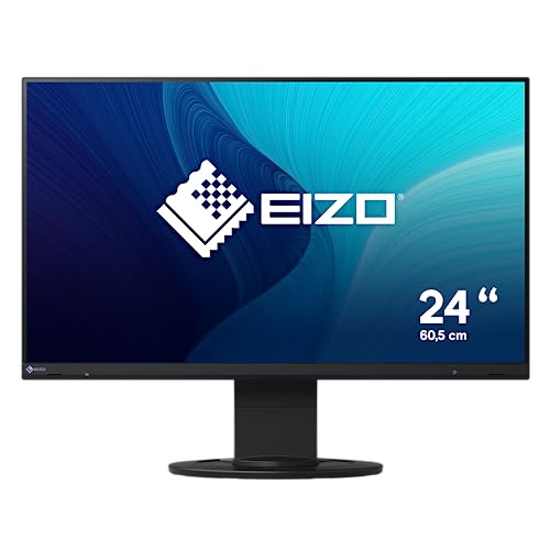 EIZO FlexScan EV2460-BK 60,5 cm (23,8 Zoll) Ultra-Slim Monitor (DVI-D, HDMI, D-Sub, USB 3.1 Hub, DisplayPort, 5 ms Reaktionszeit, Auflösung 1920 x 1080) schwarz