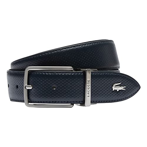 Lacoste Herren Gürtel mit gravierter Schnalle, Farbe:Blau, Größe:90 cm, Artikel:-B88 eclipse