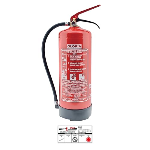 Gloria PD 6 GA Pulverlöscher - 6kg Dauerdrucklöscher - Brandklassen A, B, C - inkl. Wandhalterung