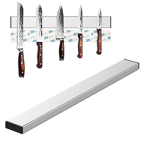 Nutabevr Magnetleiste Messer selbstklebend 30cm, Magnetischer Messerhalter der ohne Bohren montiert werden kann, Magnetleiste Messerblock aus Edelstahl, für alle Arten von Küchenmessern, Obstmessern