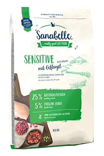 Sanabelle Sensitive mit Geflügel | Katzentrockenfutter für ernährungssensible Katzen | 1 x 10 kg