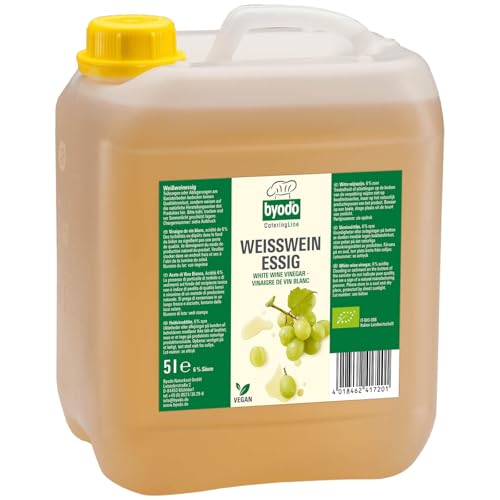 Bio Weißweinessig 5kg Kanister - Byodo, Aus Italienischem Tafelwein, Vegan & Vegetarisch, Ohne Zuckerzusatz, Natürliche Vergärung, Kräftig und Frisch