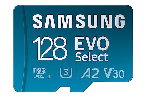 Samsung EVO Select microSD Speicherkarte (MB-ME128KA/EU), 128 GB, UHS-I U3, Full HD, 130MB/s Lesen, für Smartphone und Tablet, inkl. SD-Adapter