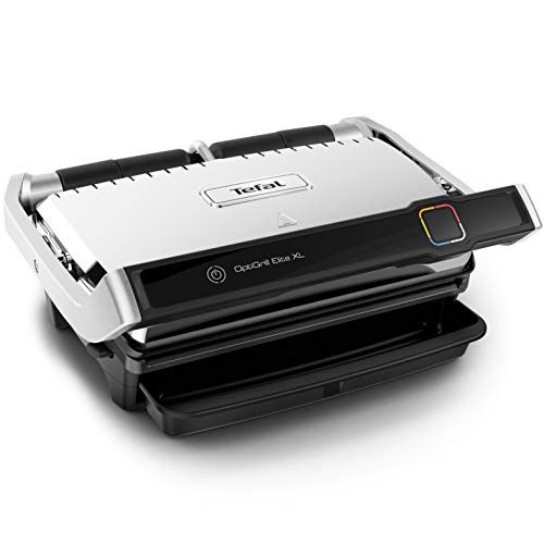 Tefal Kontakt Optigrill Elite XL GC760D | 16 automatische Programme | Digitales Display mit Countdown | Extra Grillboost für Grillstreifen | 2200W | 44.4 x 34.3 x 18cm | Edelstahl/Schwarz