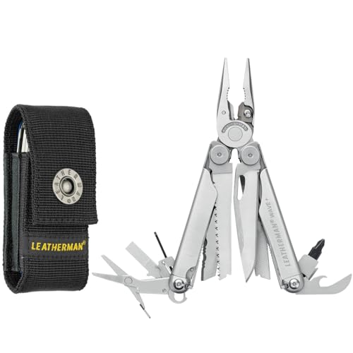 Leatherman Wave Plus Multi-Tool – Hochwertiges Multifunktionswerkzeug mit 18 praktischen Tools – Ideal für den Outdoor- und Camping-Bereich-Edelstahl
