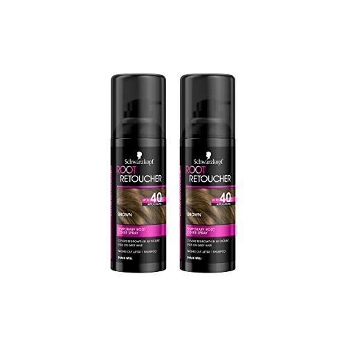 Schwarzkopf Root Retoucher, sofortiges temporäres Haarfärbe-Spray für brünette Nachwachsen, braune Duo-Box