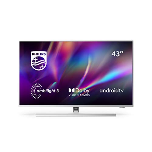 Philips TV Ambilight 43PUS8505/12 43 Zoll LED TV (4K UHD, P5 Perfect Picture Engine, Dolby Vision, Dolby Atmos, HDR 10+, Sprachassistent, Android TV) Hellsilber [Modelljahr 2020]