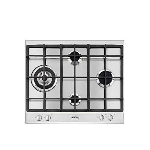 SMEG P261XGH Gaskochfeld, Edelstahl, Edelstahlfarben/schwarz
