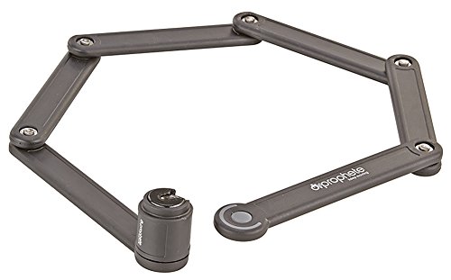 Prophete Faltschloss, Fahrradschloss, Länge: 85 cm, Speziell gehärteter Stahl, 2 Schlüssel, Kunststoffummantelung, Schwarz, inkl. Halterung
