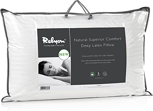 Relyon Komfortables, tief atmungsaktives Latex-Kissen mit einem weichen Bezug aus 100% Baumwolle