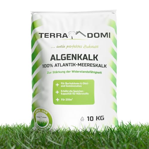 TerraDomi 10kg natürlicher Algenkalk für 250m² I 100% echter Algenkalk zur Stärkung der Widerstandsfähigkeit von Buchsbäumen und anderen Pflanzen I Beugt Befall von Buchsbäumzünsler und Pilzen vor