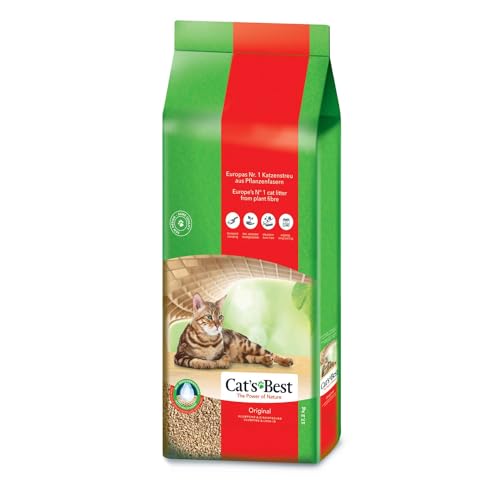 Cat's Best Original Katzenstreu, 100 % pflanzliche Katzen Klumpstreu mit maximaler Saugkraft – bekämpft Gerüche natürlich aktiv, 17,2 kg/40 l