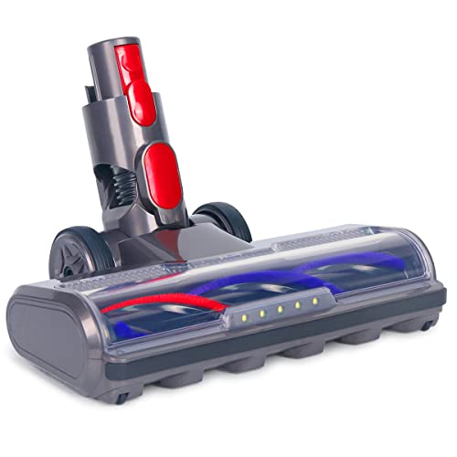 KENVOR Bürste kompatibel mit Dyson V7, V8, V10, V11, V15, Bodenbürste mit Direktantrieb und 5 LED-Leuchten für Kurzflorige Teppiche und Hartböden Grau