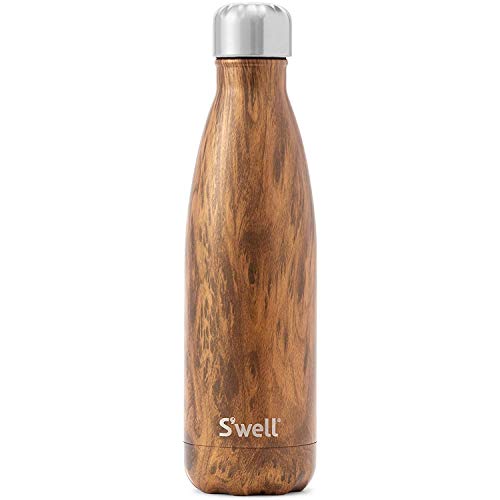 Zagg Edelstahl-Wasserflasche S'well Vacuum Insulated Stainless Steel Water Bottle, 17 oz, Teakwood, 18/8, 500 ml
