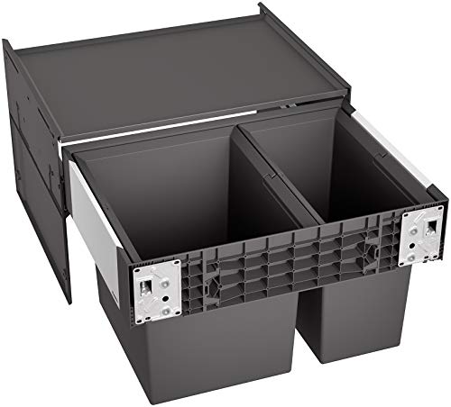 BLANCO SELECT II 60/2 | Abfall Müllsystem | für 60 cm breite Unterschränke | Auszugssystem zur Frontanbindung | Systemabdeckung | 1 x 30 Liter und 1 x 19 Liter Eimer | 400 mm Auszugstiefe