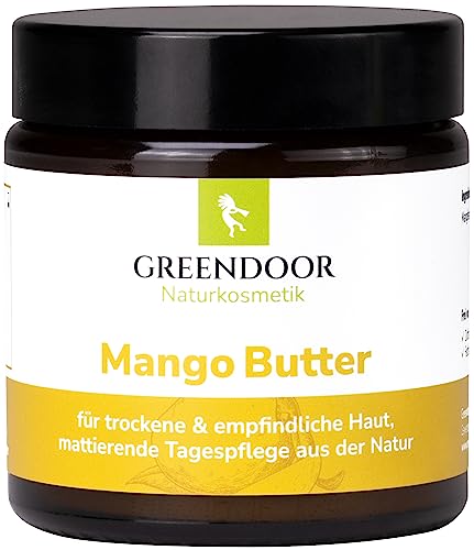 GREENDOOR reine Mangobutter PUR 120ml im Glas, physikalisch raffiniert, vegane Naturkosmetik Mango Gesichts-Pflege Feuchtigkeit, mattierend, natürlich ohne Tierversuche
