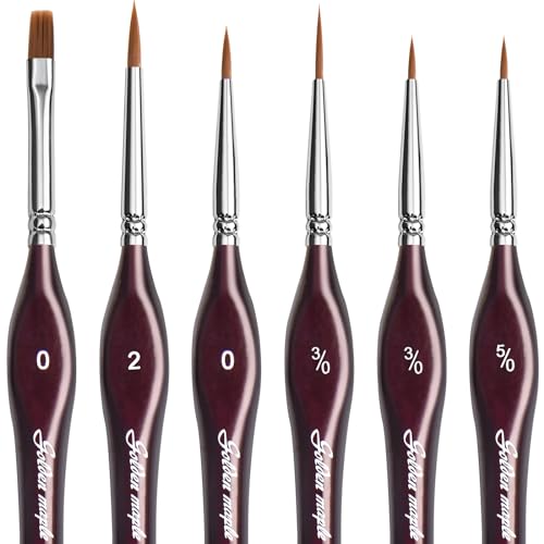 Minaniature Paint Brushes Set for Miniature Painting, 6 Pcs Miniature Model Paint Brush Set for Miniatures, Warhammer 40K, Vallejo Paint, Citadel Paint