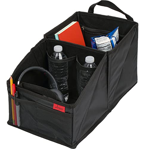Lusso Gear Auto Organizer Kinder mit Getränkehaltern | Auto Kinder Organizer Auto Lkw & Transporter Vorder- & Rücksitz Organizer | Organizer Auto mit 9 Fächern | Kofferraum & Mobiles Büro (Schwarz)