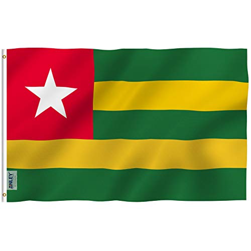 Anley Fly Breeze 3x5 Fuß Togo-Flagge - Lebendige Farbe und UV-Lichtechtheit - Leinwandkopf und doppelt genäht - Flaggen der Togoischen Republik Polyester mit Messingösen 3 x 5 Ft