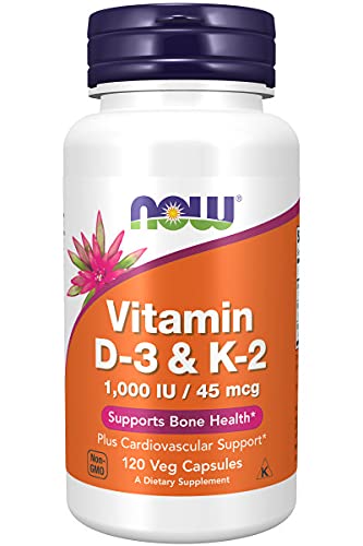 Now Foods, Vitamin D3 & K2, 1.000 IU, 120 Kapseln, Laborgeprüft, Multivitamine, Glutenfrei, Sojafrei, Vegetarisch