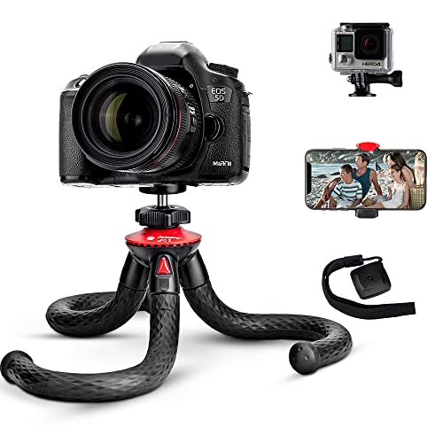 Fotopro Flexible Handy Stativ mit Bluetooth Fernbedienung, Desktop Stativ für Smartphone, Mini Kamera Stativ für DSLR Kamera iPhone
