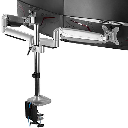 AVLT-Power Premium Aluminium Gasfeder Monitor Arm – Parent Dual Horizontal Adjustable - Extra Height